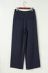 Casual Dual Buttoned High Waisted Pleated Wide Leg Pants