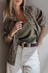 Abstract Camo Print Raw Hem Long Sleeve Collared Jacket