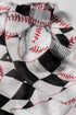 Checkered Baseball Bow Print High Neck Long Sleeve Mesh Top