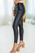 Faux Leather Zipped Detail Solid Bodycon Leggings