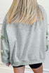 Sequin Tree Graphic Mock Neck Baggy Pullover Sweatshirt