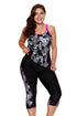 Floral Print Active Tankini Capri Swim Set