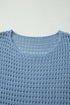Long Sleeve Crochet Knit Round Neck Pullover Sweater