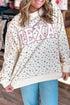 Floral Print Texas Long Sleeve Ribbed Neck Tunic Sweatshirt