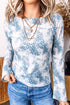Sheer Leopard Print Round Neck Sheath Long Sleeve Top