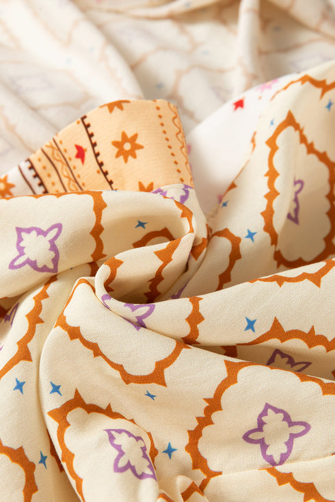 Bohemian Geometric Print Open Front Duster Kimono