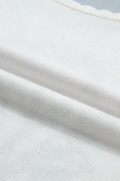 Plus Size Floral Knit Scalloped Trim Square Neck Sweater Vest