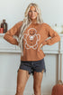 Embroidered Oversized Drop Shoulder Round Neck Pullover Sweater