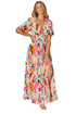 Abstract Print Flutter Sleeve V Neck Maxi Dress