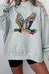 Western Mallard Duck Printed Graphic Baggy Mock Neck Sweatshirt