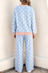 Polka Dot Trimmed Long Sleeve Drawstring Pant Set
