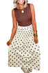 Polka Dot Smocked High Waist Long Skirt