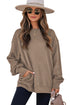 Textured Drop Shoulder Round Neck Pullover Sweatshirt