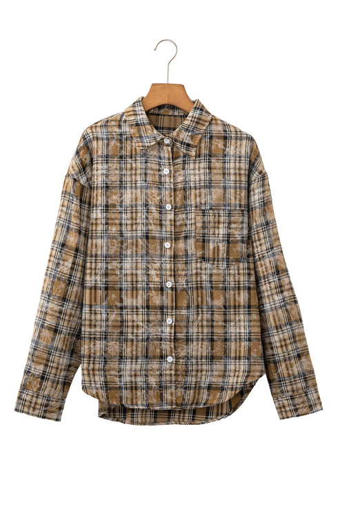 Retro Plaid Long Sleeve Button Down Everyday Casual Shirt