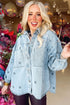 Stars Pattern Long Sleeve Shirt Collar Denim Jacket