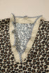 Leopard Print Contrast Trim Bracelet Sleeve Mini Dress