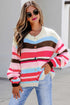 Striped Panel Drop Shoulder Graphic Knit Cardigan