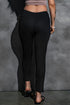 Modern Solid Rib Knit High Waist Slit Leggings