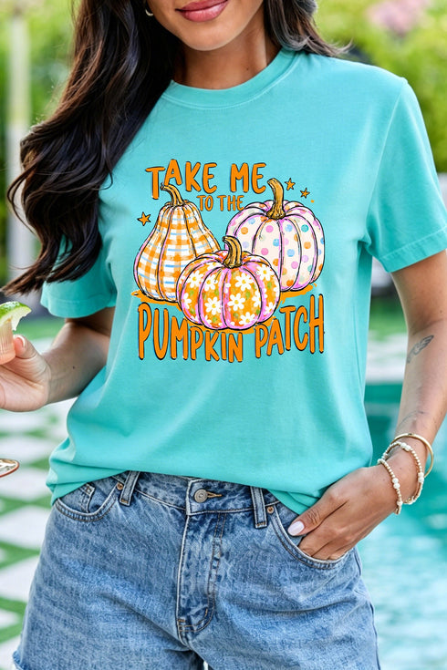 Polyester Cotton Blend Pumpkin Patch Graphic Tee