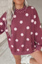 Polka Dot Mock Neck Oversized Tunic Sweatshirt