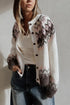 Geometric Pattern Brushed Knit Apres Ski Cardigan