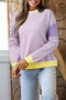 Striped Patchwork Detailed Trim Drop Shoulder Knit Long Sleeve Top