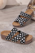 Polka Dot Cross Band Soft Platform Slip On Slippers