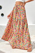 Bohemian Floral Print Tiered A Line Long Skirt