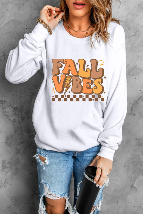 Retro Lettering Graphic Crew Neck Pullover Sweatshirt