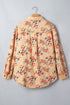 Floral Print Tunic Length Long Sleeve Denim Jacket