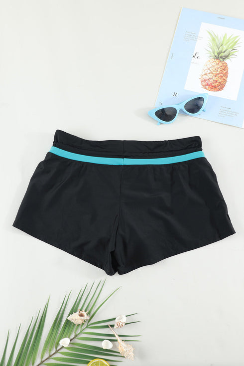Contrast Waistband Tie Front Swim Shorts