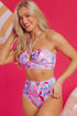 Abstract Print Keyhole Halter High Waist Bikini Set
