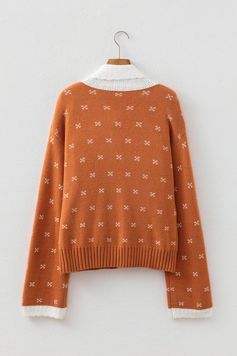 Peter Pan Collar Long Sleeve Knitwear Cardigan