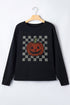 Polyester Rhinestone Pumpkin Graphic Long Sleeve Tee