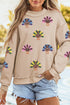 Sequined Turkey Graphic Exposed Seam Mock Neck Sweatshirt