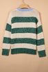 Polyester Striped Pattern Drop Shoulder Pullover Sweater