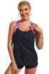 Geometric Accent Strap Scoop Neck Swim Tankini Top