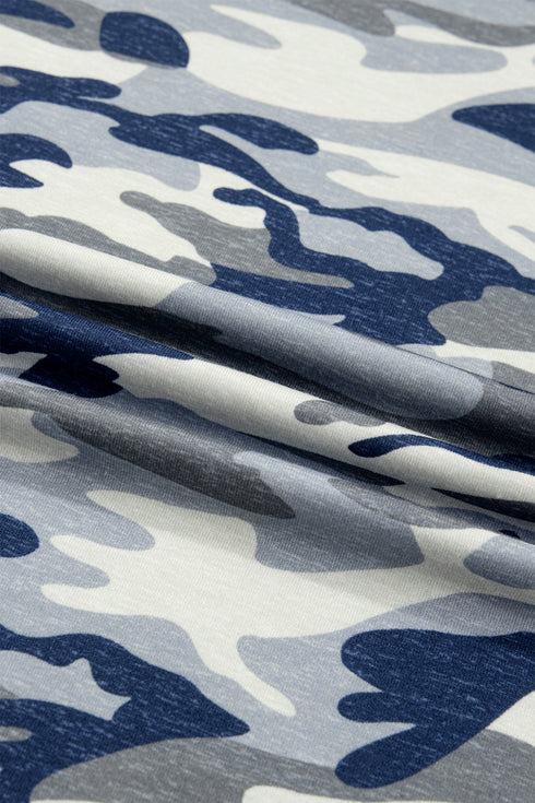 Camouflage Print Western Crew Neck Short Sleeve Tee