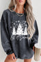 Oversized Corded Texture Graphic Print Pullover Sweatshirt