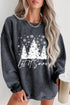 Oversized Corded Texture Graphic Print Pullover Sweatshirt