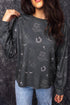 Polyester Elastane Western Print Crew Neck Sweatshirt