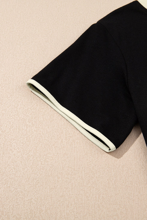 Contrast Trim Drop Shoulder Two Piece Skort Set