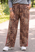 Leopard Print Side Stripe Full Length Wide Leg Pants