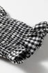 Plaid Shirred Cuff Round Neck Cotton Long Sleeve Blouse