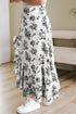 Bohemian Floral Print High Waist Ruffle Split Maxi Skirt