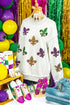 Sequin Fleur De Lis Raw Edge Pullover Sweatshirt