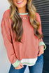Graphic Stripe Raw Seam Trim Detail Long Sleeve Top