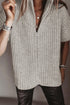 High Neck Zipper Knit Short Sleeve Sweater