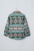 Geometric Print Button Front Long Sleeve Jacket