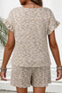 Textured Ruffle Sleeve Top And Drawstring Short Sets